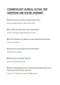 COSMETOLOGY CLINICAL ACTUAL TEST&NewLine;QUESTIONS AND SOLVED ANSWERS&NewLine;