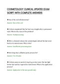 COSMETOLOGY CLINICAL UPDATED EXAM&NewLine;SCRIPT WITH COMPLETE ANSWERS&NewLine;