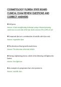 COSMETOLOGY FLORIDA STATE BOARD&NewLine;CLINICAL EXAM REVIEW QUESTIONS AND&NewLine;CORRECT ANSWERS&NewLine;