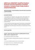 QME Exam 2026&sol;2027 &vert; Qualified Medical Evaluator Practice Questions & Verified Answers &vert; Complete Exam Study Guide & Detailed Rationales