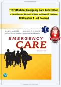 Test Bank for Emergency Care &lpar;14th Edition&rpar; by Daniel Limmer - Graded A&plus; Comprehensive Exam Prep