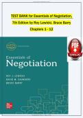 Test Bank for Essentials of Negotiation for Sixth Edition - Graded A&plus; Comprehensive Exam Prep