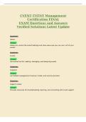 CVENT EVENT Management&NewLine;Certification FINAL&NewLine;EXAM Questions and Answers&NewLine;Verified Solutions Latest Update