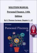 Personal Finance&comma; 14th Edition &mdash; E&period; Thomas Garman &mdash; Chapters 1&ndash;17 &mdash; Solution Manual