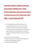Kentucky Podiatric Medical Licensing &NewLine;Examination &lpar;APMLE&rpar; Part I Exam &NewLine;Practice Questions And Correct Answers &NewLine;&lpar;Verified Answers&rpar; Plus Rationales 2027 &NewLine;Q&A &vert; Instant Download Pdf 