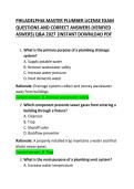 Philadelphia Master Plumber License Exam Questions and Correct Answers