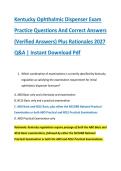 Kentucky Ophthalmic Dispenser Exam &NewLine;Practice Questions And Correct Answers &NewLine;&lpar;Verified Answers&rpar; Plus Rationales 2027 &NewLine;Q&A &vert; Instant Download Pdf