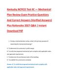 Kentucky NCPCCI Test 4C &mdash; Mechanical &NewLine;Plan Review Exam Practice Questions &NewLine;And Correct Answers &lpar;Verified Answers&rpar; &NewLine;Plus Rationales 2027 Q&A &vert; Instant &NewLine;Download Pdf 