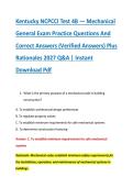 Kentucky NCPCCI Test 4B &mdash; Mechanical &NewLine;General Exam Practice Questions And &NewLine;Correct Answers &lpar;Verified Answers&rpar; Plus &NewLine;Rationales 2027 Q&A &vert; Instant &NewLine;Download Pdf 