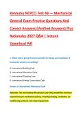 Kentucky NCPCCI Test 4B &mdash; Mechanical &NewLine;General Exam Practice Questions And &NewLine;Correct Answers &lpar;Verified Answers&rpar; Plus &NewLine;Rationales 2027 Q&A &vert; Instant &NewLine;Download Pdf 