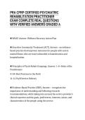 PRA CPRP CERTIFIED PSYCHIATRIC&NewLine;REHABILITATION PRACTITIONER&NewLine;EXAM COMPLETE REAL QUESTIONS&NewLine;WITH VERIFIED ANSWERS GRADED A