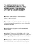 PRA CPRP CERTIFIED PSYCHIATRIC&NewLine;REHABILITATION PRACTITIONER FINAL&NewLine;PAPER COMPLETE EXAM QUESTIONS&NewLine;WITH VERIFIED ANSWERS GRADED A