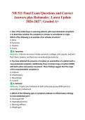 NR 511 Final Exam Questions and Correct Answers plus Rationales &vert; Latest Update 2026-2027 &vert; Graded A&plus;