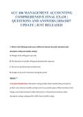 ACC 406 MANAGEMENT ACCOUNTING&NewLine;COMPREHENSIVE FINAL EXAM &vert;&NewLine;QUESTIONS AND ANSWERS &vert;2026&sol;2027&NewLine;UPDATE &vert; JUST RELEASED