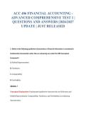 ACC 406 FINANCIAL ACCOUNTING -&NewLine;ADVANCED COMPREHENSIVE TEST 1 &vert;&NewLine;QUESTIONS AND ANSWERS &vert;2026&sol;2027&NewLine;UPDATE &vert; JUST RELEASED