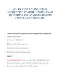 ACC 406 TEST 2&colon; MANAGERIAL&NewLine;ACCOUNTING COMPREHENSIVE EXAM&NewLine;&vert; QUESTIONS AND ANSWERS &vert;2026&sol;2027&NewLine;UPDATE &vert; JUST RELEASED
