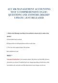 ACC 406 MANAGEMENT ACCOUNTING&NewLine;TEST 2 COMPREHENSIVE EXAM &vert;&NewLine;QUESTIONS AND ANSWERS &vert;2026&sol;2027&NewLine;UPDATE &vert; JUST RELEASED