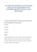 ACC 406 MANAGEMENT ACCOUNTING&NewLine;FINAL EXAM &vert; QUESTIONS AND&NewLine;ANSWERS &vert;2026&sol;2027 UPDATE &vert; JUST&NewLine;RELEASED