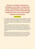 Florida Laws and Rules Examination for Psychologists Latest Update &vert;A Comprehensive Sample of 250 Multichoice Practice Questions Covering Full Scope of the Title&vert; Each Question Includes the Correct Answer with a Detailed Rationale&vert; Guaranteed Pass