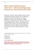 NR511 Week 4 Midterm Exam &NewLine;2026&sol;2027 &ndash; Differential Diagnosis & &NewLine;Primary Care Practicum Practice Q&A