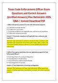Texas Code Enforcement Officer Exam Questions and Correct Answers &lpar;Verified Answers&rpar; Plus Rationales 2026 Q&A &vert; Instant Download Pdf