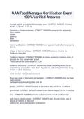 AAA Food Manager Certification Exam &NewLine;100&percnt; Verified Answers