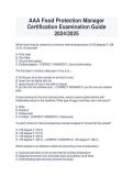 AAA Food Protection Manager &NewLine;Certification Examination Guide &NewLine;2024&sol;2025