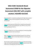 WGU D184&colon; Standards-Based Assessment EXAM for the Objective &NewLine;Assessment &lpar;OA&rpar; 2027 with complete solution&vert; ASSURED SUCCESS