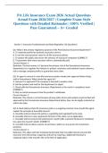PA Life Insurance Exam 2026 Actual Questions Actual Exam 2026&sol;2027 &vert; Complete Exam-Style Questions with Detailed Rationales &vert; 100&percnt; Verified &vert; Pass Guaranteed &ndash; A&plus; Graded