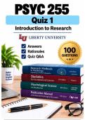 PSYC 255 Quiz 1 &ndash; Introduction to Research &lpar;2026&sol;2027&rpar; Actual Q&A &vert; Liberty A&plus; Guarantee