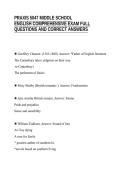 PRAXIS 5047 MIDDLE SCHOOL&NewLine;ENGLISH COMPREHENSIVE EXAM FULL&NewLine;QUESTIONS AND CORRECT ANSWERS