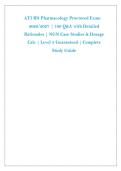 ATI RN Pharmacology Proctored Exam &NewLine;2026&sol;2027 &vert; 100 Q&A with Detailed &NewLine;Rationales &vert; NGN Case Studies & Dosage &NewLine;Calc &vert; Level 3 Guaranteed &vert; Complete &NewLine;Study Guide 