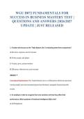 WGU D072 FUNDAMENTALS FOR&NewLine;SUCCESS IN BUSINESS MASTERY TEST &vert;&NewLine;QUESTIONS AND ANSWERS &vert;2026&sol;2027&NewLine;UPDATE &vert; JUST RELEASED