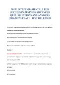 WGU D072 FUNDAMENTALS FOR&NewLine;SUCCESS IN BUSINESS ADVANCED&NewLine;QUIZ &vert; QUESTIONS AND ANSWERS&NewLine;&vert;2026&sol;2027 UPDATE &vert; JUST RELEASED