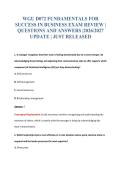 WGU D072 FUNDAMENTALS FOR&NewLine;SUCCESS IN BUSINESS EXAM REVIEW &vert;&NewLine;QUESTIONS AND ANSWERS &vert;2026&sol;2027&NewLine;UPDATE &vert; JUST RELEASED