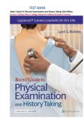 Test Bank for Bates&rsquo; Guide To Physical Examination and History Taking 13th Edition by Lynn S&period; Bickley&comma; Peter G&period; Szilagyi&comma; Richard M&period; Hoffman & Rainier P&period; Soriano &vert;  ISBN&colon; 13 978-1975210533 &vert;  Chapter 1-27 &vert; All Chapters &vert; Complete Guide A&plus;
