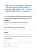 CNR N4000&colon; PROFESSIONAL NURSING&NewLine;LEADERSHIP AND MANAGEMENT&NewLine;&lpar;2026&sol;2027&rpar; QUESTIONS AND ANSWERS &vert;&NewLine;2026&sol;2027 UPDATED &vert; 100&percnt; CORRECT