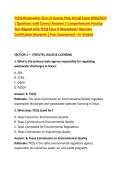 TCEQ Wastewater Class D License Prep Actual Exam 2026&sol;2027 &NewLine;&vert; Questions with Correct Answers &vert; Comprehensive Practice &NewLine;Test Aligned with TCEQ Class D Wastewater Operator &NewLine;Certification Blueprint &vert; Pass Guaranteed - A&plus; Graded 
