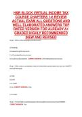 H&R BLOCK VIRTUAL INCOME TAX &NewLine;COURSE CHAPTERS 1-6 REVIEW &NewLine;ACTUAL EXAM ALL QUESTIONS AND &NewLine;WELL ELABORATED ANSWERS TOP &NewLine;RATED VERSION FOR ALREADY A&plus; &NewLine;GRADED HIGHLY RECOMMENDED &NewLine;&vert;NEW AND REVISED 