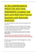 ATI RN COMPREHENSIVE &NewLine;PREDICTOR 2026 FINAL &NewLine;ASSESSMENT Complete Text &NewLine;Bank with&vert;NGN-Style Practice &NewLine;Questions with Rationales &NewLine;20262027 