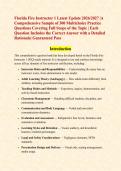 Florida Fire Instructor 1 Latest Update 2026&sol;2027 &vert;A Comprehensive Sample of 300 Multichoice Practice Questions Covering Full Scope of the Topic &vert; Each Question Includes the Correct Answer with a Detailed Rationale&vert; Guaranteed Pass