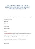EEE 334 CIRCUITS II ADVANCED&NewLine;QUESTIONS AND ANSWERS &vert;2026&sol;2027&NewLine;UPDATE &vert; JUST RELEASED