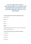 EEE 334 CIRCUITS II QUIZ 3 -&NewLine;ADVANCED CIRCUIT ANALYSIS AND&NewLine;FILTER DESIGN QUESTIONS AND&NewLine;ANSWERS &vert;2026&sol;2027 UPDATE &vert; JUST&NewLine;RELEASED