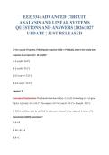 EEE 334&colon; ADVANCED CIRCUIT&NewLine;ANALYSIS AND LINEAR SYSTEMS&NewLine;QUESTIONS AND ANSWERS &vert;2026&sol;2027&NewLine;UPDATE &vert; JUST RELEASED