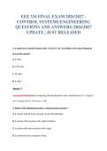 EEE 334 FINAL EXAM 2026&sol;2027 -&NewLine;CONTROL SYSTEMS ENGINEERING&NewLine;QUESTIONS AND ANSWERS &vert;2026&sol;2027&NewLine;UPDATE &vert; JUST RELEASED