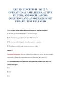 EEE 334 CIRCUITS II - QUIZ 7&colon;&NewLine;OPERATIONAL AMPLIFIERS&comma; ACTIVE&NewLine;FILTERS&comma; AND OSCILLATORS&period;&NewLine;QUESTIONS AND ANSWERS &vert;2026&sol;2027&NewLine;UPDATE &vert; JUST RELEASED