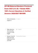 ATI RN Maternal Newborn Proctored Exam 2023 &lpar;A & B&rpar; &plus; Retake NGN &vert;&NewLine;100&percnt; Correct Questions & Verified Answers 2026&sol;2027 REVIEW 