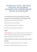 FIN 300 FINAL EXAM - ADVANCED&NewLine;FINANCIAL MANAGEMENT &vert;&NewLine;QUESTIONS AND ANSWERS &vert;2026&sol;2027&NewLine;UPDATE &vert; JUST RELEASED