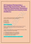 ATI Capstone Pharmacology 1 Newest 2026 Actual Exam &vert; RN ATI Capstone Pharmacology Assessment 1 Real Questions and Answers Guide &lpar;Graded A&plus;&rpar;