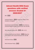 Advent Health EKG Exam&NewLine;questions with verified&NewLine;answers Graded A&plus;&NewLine;2026&sol;2027&NewLine;Afib -&NewLine;Junctional Rhythm -&bull; P waves are absent&comma; short&comma;&NewLine;inverted or retrograde&NewLine;Accelerated Junctional Rhythm -Same criteria as&NewLine;Junctional Rhythm&comma; except the Ventricular rate